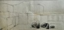 První skica s nerealizovaným řešením, tužka na papíru, archiv autorky. 