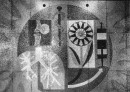 Obr. 17, Oldřich Laštůvka, skleněná mozaika, poliklinika Třešť